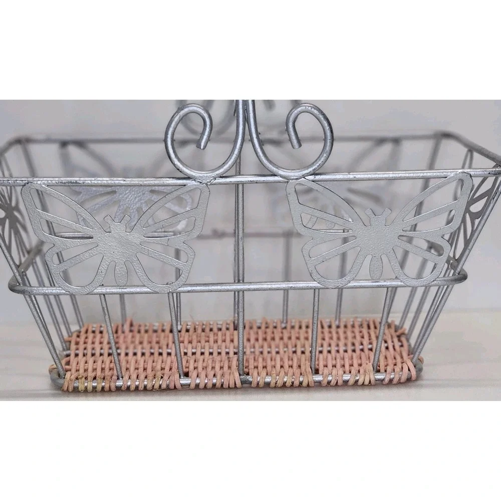 Butterfly Metal Wire Basket w/Handle. Easter, Baby, Seasonal‎ Decoration